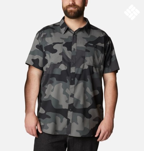 Men's Columbia Utilizer Printed Woven Short Sleeve Shirts Camo | Plus Size CA-T1054